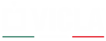 Logo VICLA testo e icona bianchi con bandiera SENZA sfondo